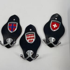 Vintage Skiing leather wall hooks